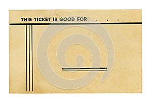 Vintage Ticket on White