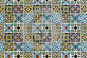 Vintage tiles intricate details for a decorative look. Ceramic paint floor, ornament Collection Patchwork Pattern Colorful