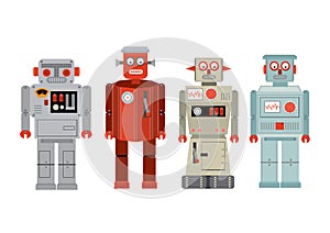 Vintage tin toy robots /illustration