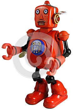 Vintage tin windup robot toy