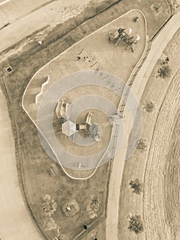 Aerial view colorful playground at public park in Houston, Texas