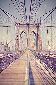 Vintage toned photo of Brooklyn Bridge.