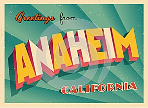 Vintage Touristic Greeting Card From Anaheim, California. photo