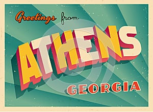 Vintage Touristic Greeting Card From Athens, Georgia.