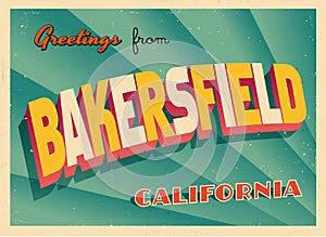 Vintage Touristic Greeting Card From Bakersfield, California.