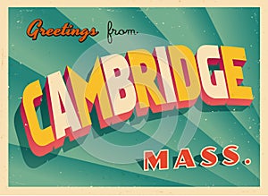 Vintage Touristic Greeting Card From Cambridge, Massachusetts. photo