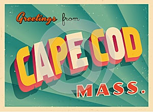 Vintage Touristic Greeting Card From Cape Cod, Massachusetts. photo