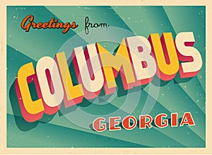 Vintage Touristic Greeting Card From Columbus, Georgia.