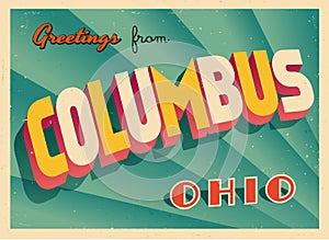 Vintage Touristic Greeting Card From Columbus, Ohio. photo
