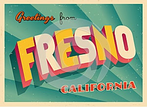 Vintage Touristic Greeting Card From Fresno, California. photo