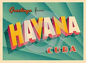 Vintage Touristic Greeting Card from Havana. photo