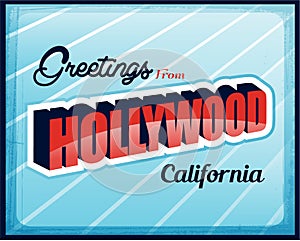 Vintage Touristic Greeting Card Hollywood