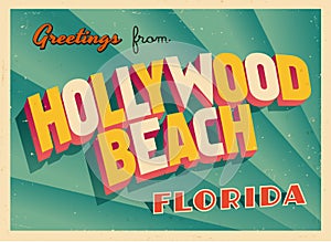Vintage Touristic Greeting Card From Hollywood Beach, Florida.