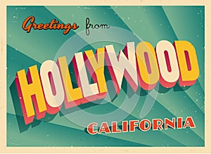 Vintage Touristic Greeting Card From Hollywood, California. photo