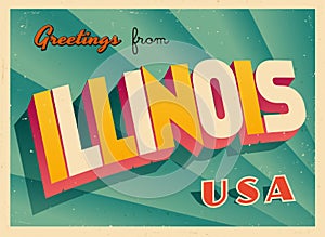 Vintage Touristic Greeting Card from Illinois. photo