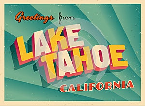 Vintage Touristic Greeting Card From Lake Tahoe, California.