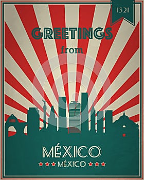 Vintage Touristic Greeting Card - Mexico. photo