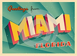 Vintage Touristic Greeting Card From Miami, Florida.