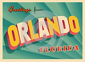 Vintage Touristic Greeting Card From Orlando, Florida. photo