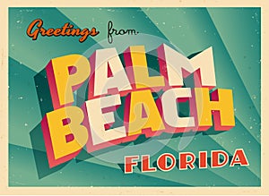 Vintage Touristic Greeting Card From Palm Beach, Florida.