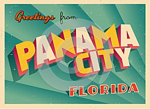 Vintage Touristic Greeting Card From Panama City, Florida. photo