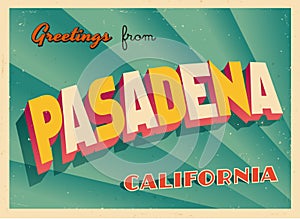 Vintage Touristic Greeting Card From Pasadena, California. photo