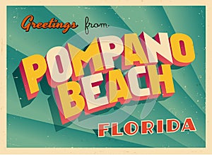 Vintage Touristic Greeting Card From Pompano Beach, Florida. photo