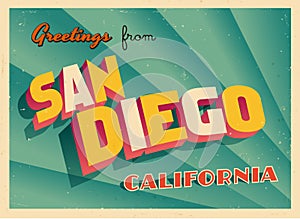 Vintage Touristic Greeting Card From San Diego, California.