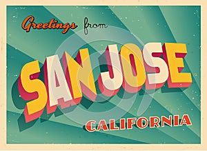 Vintage Touristic Greeting Card From San Jose, California. photo