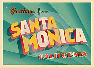 Vintage Touristic Greeting Card From Santa Monica, California. photo