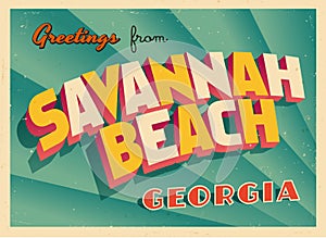 Vintage Touristic Greeting Card From Savannah Beach, Georgia.