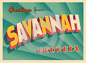 Vintage Touristic Greeting Card From Savannah, Georgia.