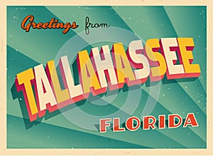 Vintage Touristic Greeting Card From Tallahassee, Florida. photo