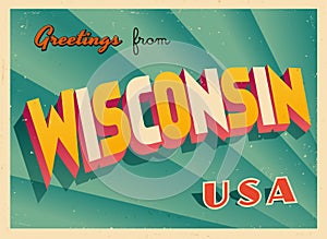Vintage Touristic Greeting Card from Wisconsin. photo