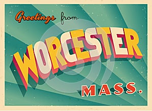 Vintage Touristic Greeting Card From Worcester, Massachusetts. photo