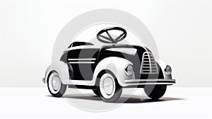 Vintage Toy Car: Black And White Graphic Art On White Background
