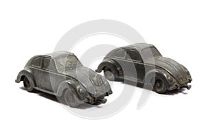 Vintage Toy Racing Cars On White Background
