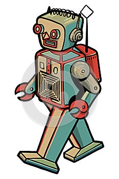 Vintage toy robot - vector illustration