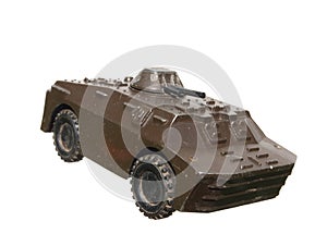 Vintage toy tank on white background