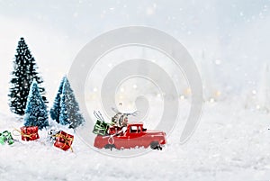 Vintage Toy Truck and Christmas Gifts