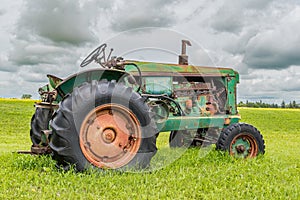 Vintage tractor abandoned on the Saskatchewan prairies