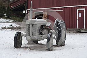 Vintage tractor in farm