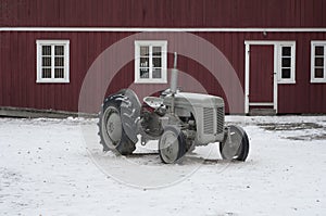 Vintage tractor in farm