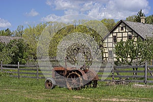 Vintage Tractor at an Old Farm