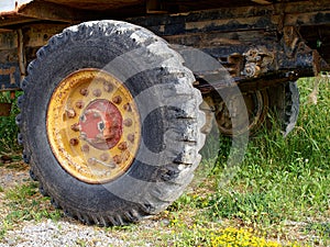 Vintage Tractor Trailer Wheel and Suspension