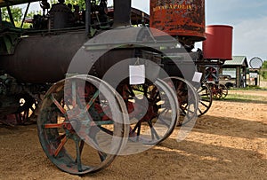 Vintage Tractors Parked in Row