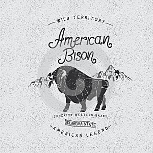 Vintage trademark with american bison