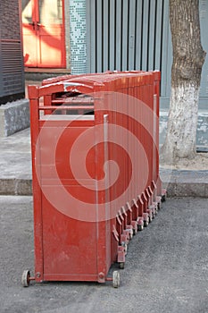 Red Traffic Barrier on the Street in Beijing, China