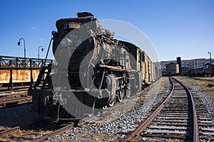 Vintage train cars and locomotives in the Rust-Belt