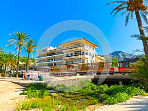 Vintage train in Soller, Mallorca, Spain